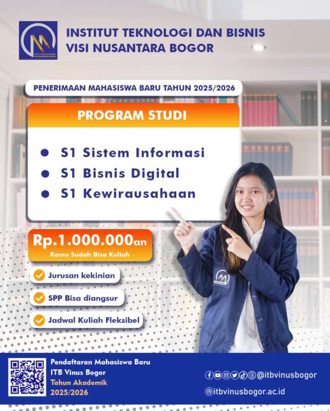 Penerimaan Mahasiswa Baru ITB Visi Nusantara Bogor Tahun Akademik 2025/2026